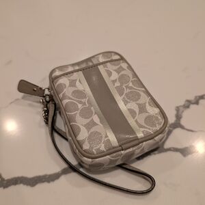 gray coach camera wristlet